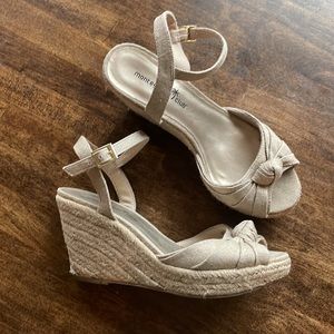 Montego Bay Club - knotted wedges - Beige w/gold shimmer - 7.5